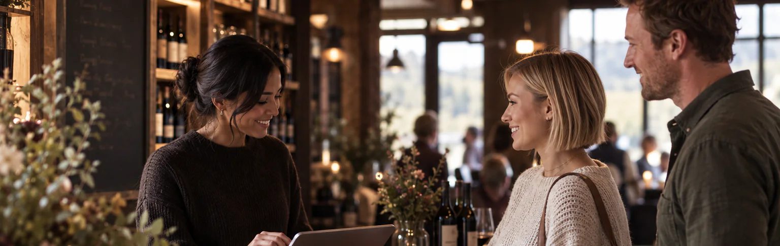 Host checking in a guest at the stand